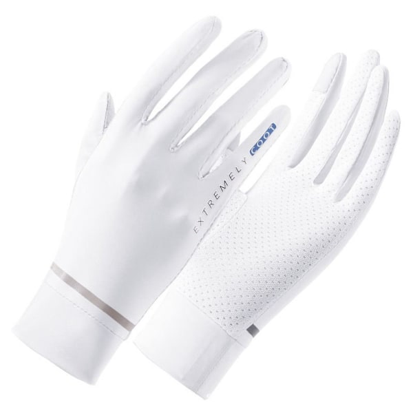 Anti-UV Solbeskyttelse Ice Silk Handsker Kørehandsker til kvinder.CA white Ice Silk