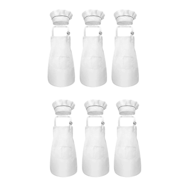 [CA] 12-pack Barnförkläde och Kockhatt Set - Justerbart Förkläde för Matlagning och Målning