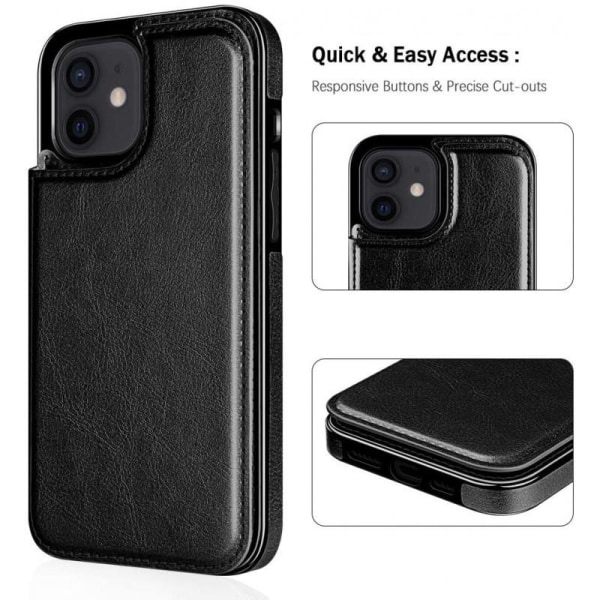 iPhone 12 / 12 Pro Stöttåligt Skal Korthållare 3-FACK Flippr Svart_ca Svart