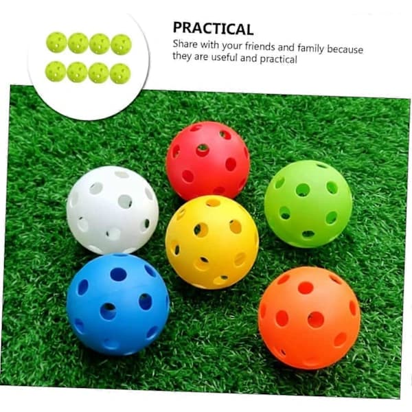 8 stk. Pickleball Indendørs Baseball Plastbasebolde Plastgolfbolde Driving Range-bolde Plastbolde Skumbolde Hule Træningsbolde Hule