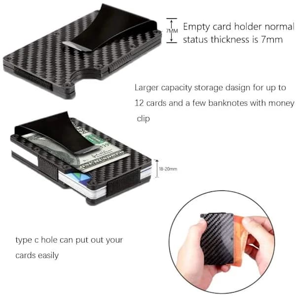 Korthållare i kolfiber med RFID-skydd Svart - Julklapp One size