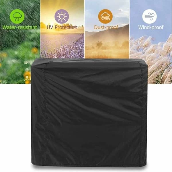 BBQ Grill Cover Vandtæt UV-resistent polyester med PU-belægning og snøre til udendørs grill sort