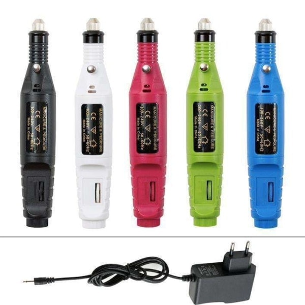 Elfil, elektrisk neglefil, 6 bits inkluderet Hvid Vit
