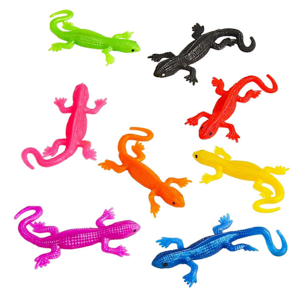 10 st Stretchiga Ödleleksaker Gummi TPR Klibbiga Ödlor Stress Relief Leksak för Barn Vuxna Party Favörer[D]