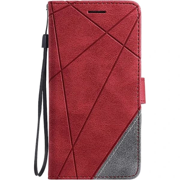Lærfutteral for iPhone 11, Geometrisk Lommebokfutteral med Magnet