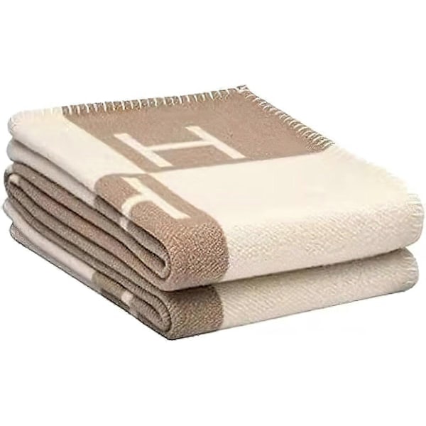 Rutig H filt kashmirblanding hæklet bærbar 130x160cm khaki-Xin