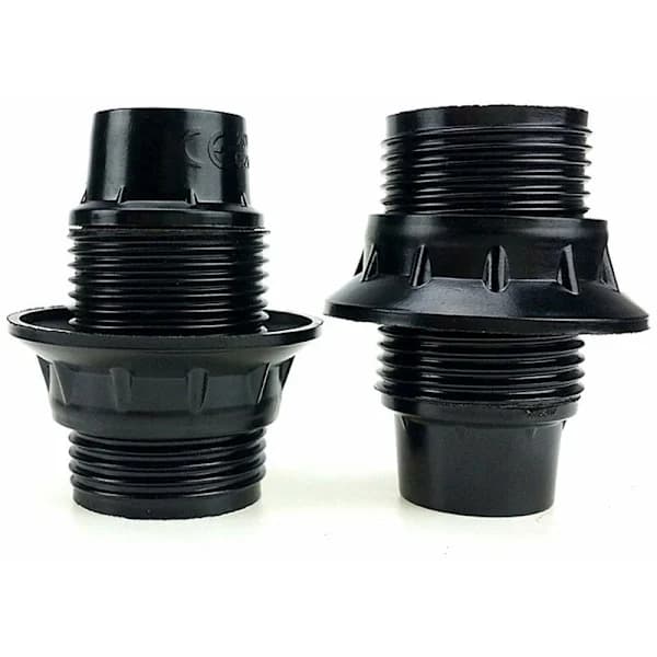 Sort E14 Lampeholder, 4 styk E14 Sokler, E14 Sokkellampe, Solid Lampesokkel, Sort Sokkeladapter