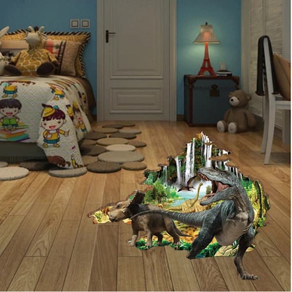 Luova seinätarra 3D-efekti dinosaurukset, seinätarra -tarra,