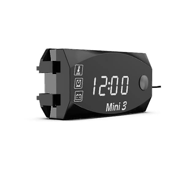 3 i 1 motorcykel voltmeter skrue ur termometer LED-display mini vandtæt