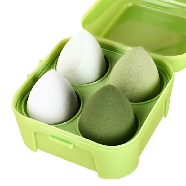 Makeup Blender Puderpuff Sminksvamp med förvaringslåda 8 st rosa låda 1