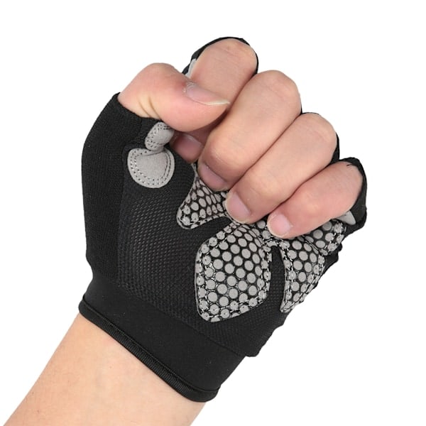 Ventilerte treningshansker for sport med silikonpolstring for vektløfting (svart)