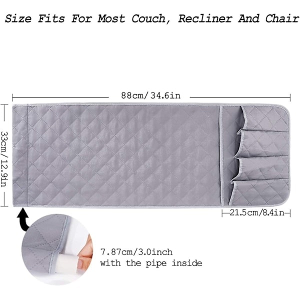 Organizer Compatible with Armchair Armrest, Cover, Hanging Pockets Space Saving, Non-Slip Storage Bag Compatible with Phone, Bo