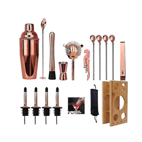 Cocktail Shaker Sæt, 17 dele Bartender Kit til Mixer Vin Martini, rustfrit stål Barværktøj, hjem