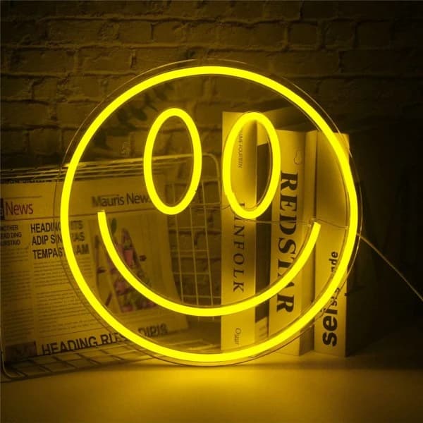 Smiley Face Neon Skilt for Dekor LED Nattlys USB Barnegave