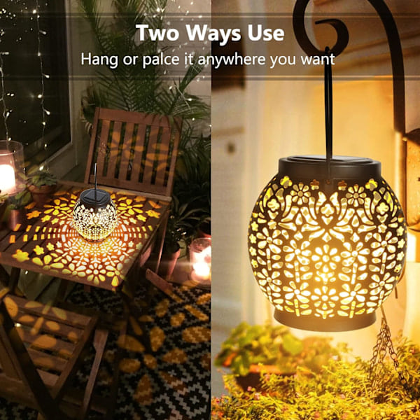 2-pack Solcellsdrivna Hängande Trädgårdslampor - IP65 Vattentäta Varmvita LED