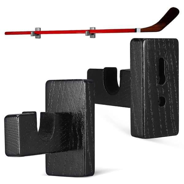 Hockey Stick Wall Mount Wooden Storage Rack 1 Pair
