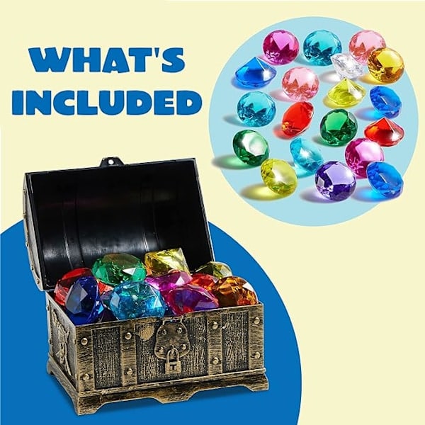 Diving Gems Pool Toy Set with Treasure Chest, Underwater Training for Kids