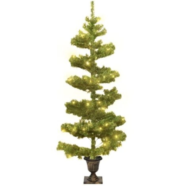 DPZO Forhåndsbelyst spiralformet juletre med grønn potte 120 cm PVC.ca