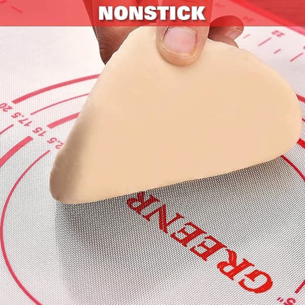Stor silikonbakematte, ekstra tykk, ikke-klebende bakematte med mål