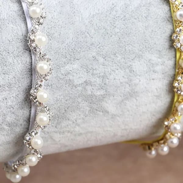 Barn Krystall Perle Blomst Pannebånd Faux Perle Rhinestone Sølv