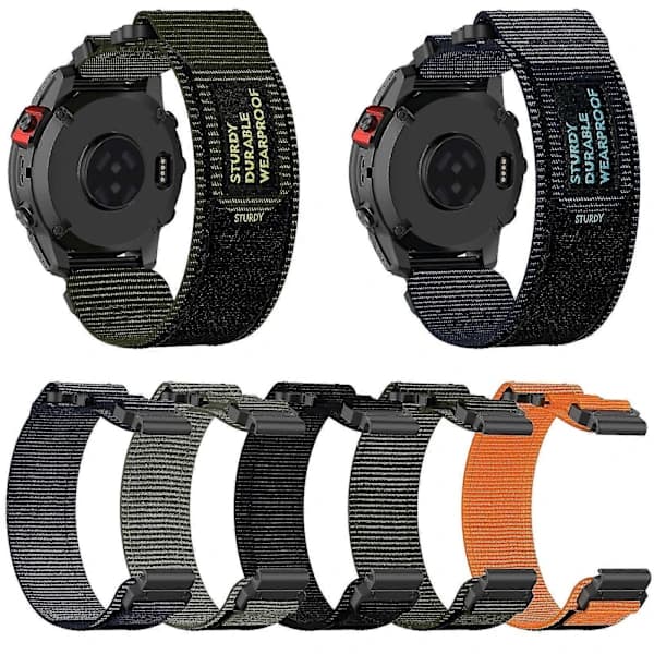22 mm:n nailoninen kellon ranneke Garmin Instinct Crossover Solar Orange -kelloon