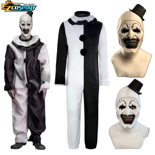 Art The Clown Cosplay Film Terrifier 2 Art The Clown Cosplay Kostym Jumpsuit Mask Halloween Kostymer Mask för män kvinnor Mask A(one size) S .CA