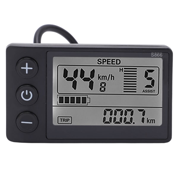 Sähköpyörä S866 LCD-näyttö Mittari 24V 36V 48V Ohjauspaneeli Vedenkestävällä Liittimellä