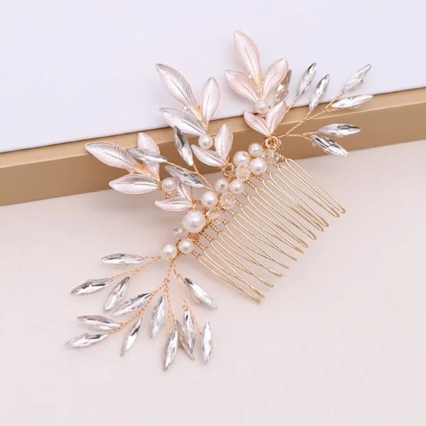 Blomsterperle Hårkam Krystall Rhinestone Hårnåler Brudehår