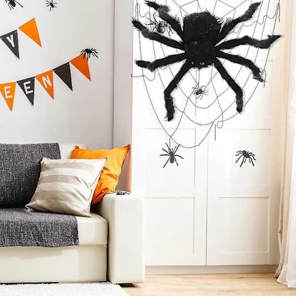 Halloween Falsk Edderkopp Ornament for Dekorasjon