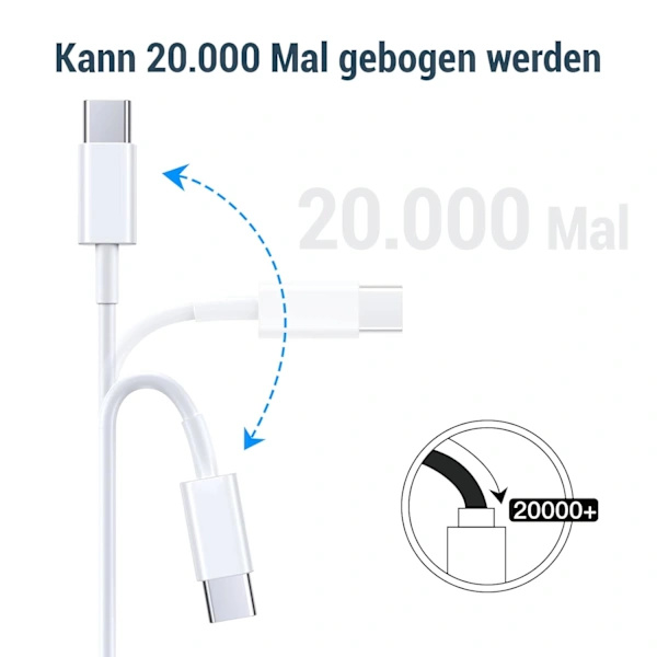 iPhone 15 Ladekabel 20W, 2-pakning 1M Apple USB C til USB C Hurtigladekabel