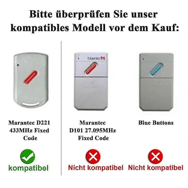 Fjernkontroll for garasjeportåpner, 433MHz, for Marantec Digital