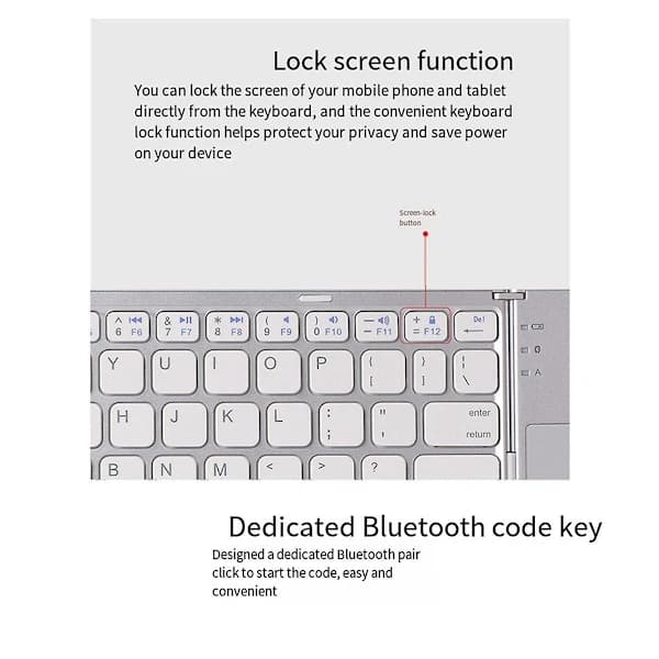 Bluetooth-tastatur Foldbart trådløst tastatur Touchpad til IOS/Android/Windows Tablet Mobiltelefon Tast