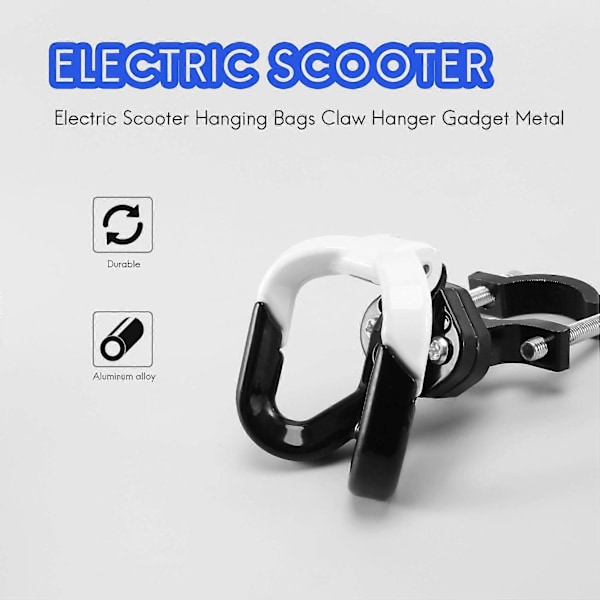 CASA Elektrisk Sparkesykkel Aluminium Vesker Dobbel Krok for Max G30 Sparkesykkel Henger Gadget Klo Hvit + Svart