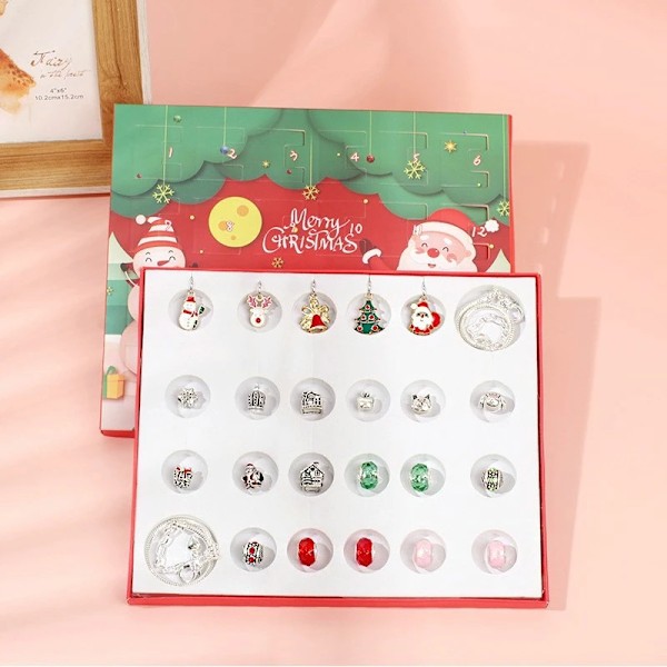 24-dagars DIY-adventskalender Smyckesset Blå smyckesarmband för flickor Barn 2024 Nedräkning Jul Adventskalender style 5