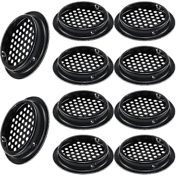 Runde Ventilationsgitre 10 Stk Runde Udendørs Ventilationsgitre 53 mm Rustfrit Stål Sort Ventilationsgitter Holder Luftstrømmen Til Køkkenlåger S