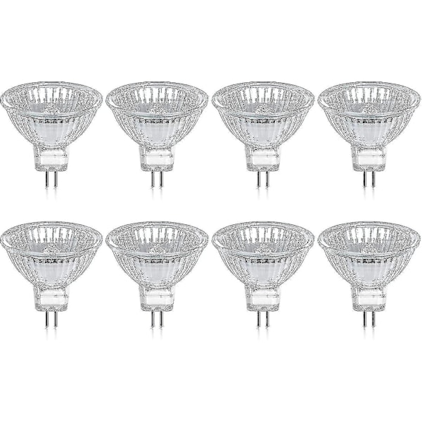 Pakke med 8 halogenlamper GU5.3 MR16 35W 12V dæmpbare - Varmt hvid 2800K, 400 lumen, glasovertræk Jz [DB]