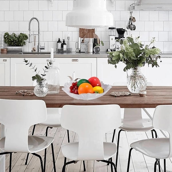 Fruktskål i glass Kreative fruktskåler Kjøkkenfruktskål - Perlehvit blomsterform dekorativ fruktservering