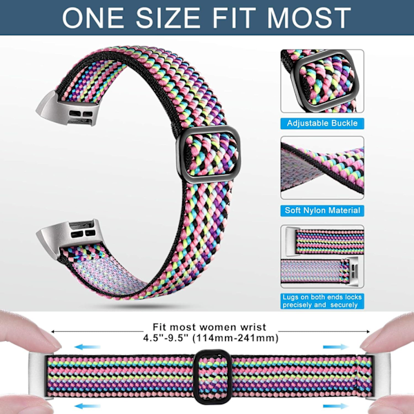 Stretchigt armband för Fitbit Charge 3 /Fitbit Charge 4, Mjuk justerbar elastisk ersättning, Nylon vävd sportarmband