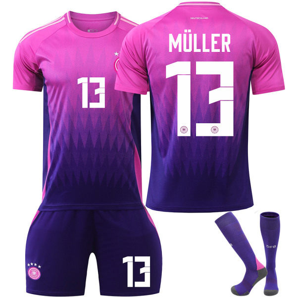 UEFA Euro 2024 Tyskland Bortalag Barn Fotbollströja Med Strumpor NO.13 MULLER XL