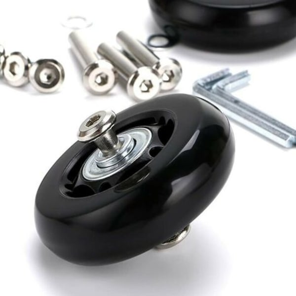 2 stycken resväska hjul Ersättningshjul reparationslager för bagageväska 60×18mm, Svart -DPZO.ca