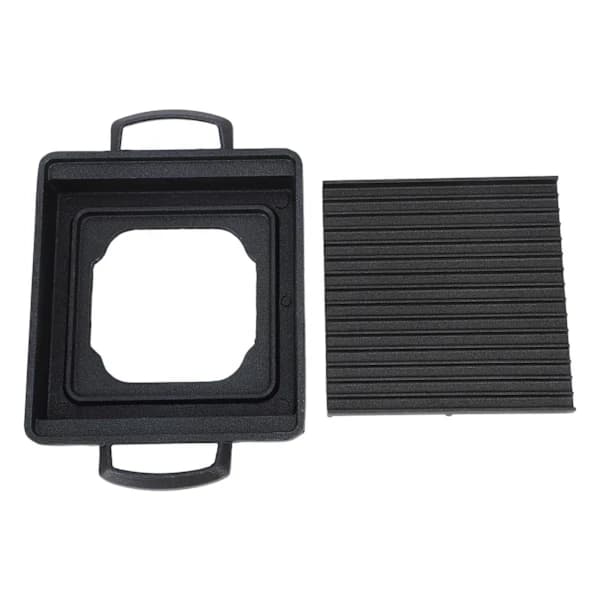 Mini Grillovnspanne i aluminiumslegering, kullgrillplate for hjemmelaget matlaging og riskakebaking, svart