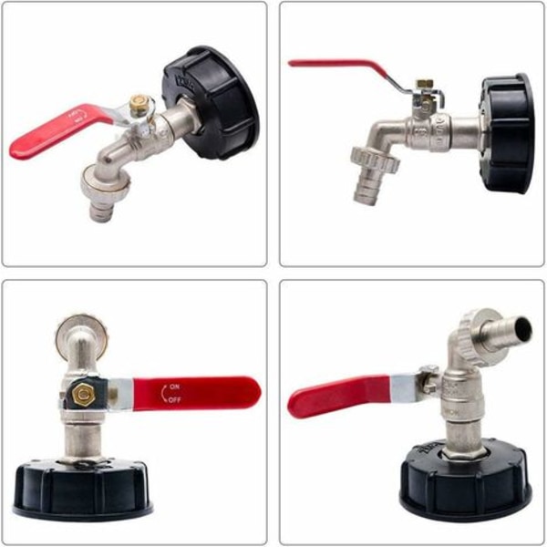 IBC-tappeadapter for messing hagekran med slangekobling, 1000 liters tankkobling 12,7 mm