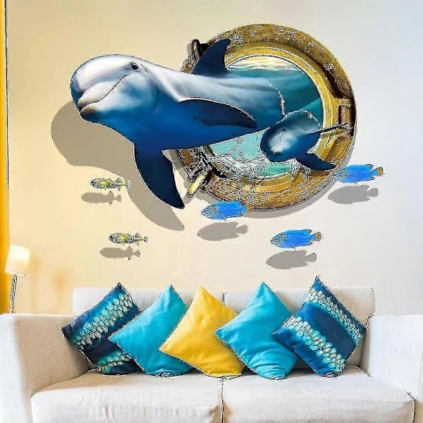 [CA]EVAGO 3D Söt Delfin Väggdekal Dekaler Sovrum Bakgrund Avtagbar Post