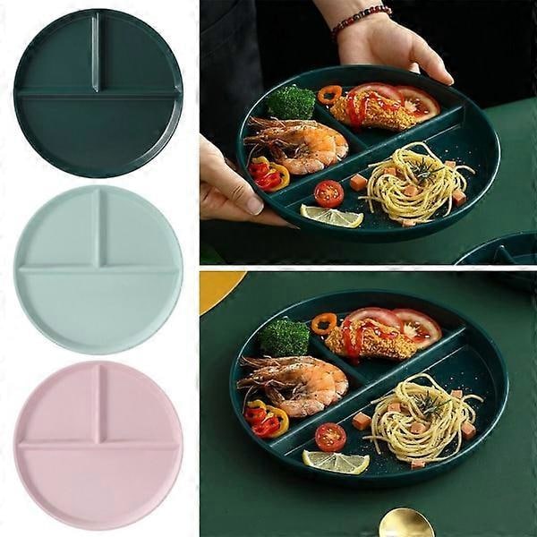 Plate with 3 Compartments Round Plastic Dinner Plates