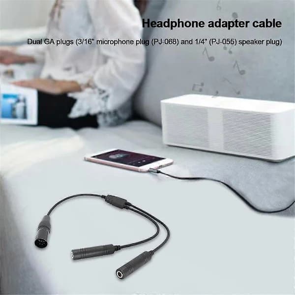 GA Dobbelte Stik til Airbus 5 Pin XLR Adapter Sort Flyvehovedtelefonkabel Universal til Fly Com