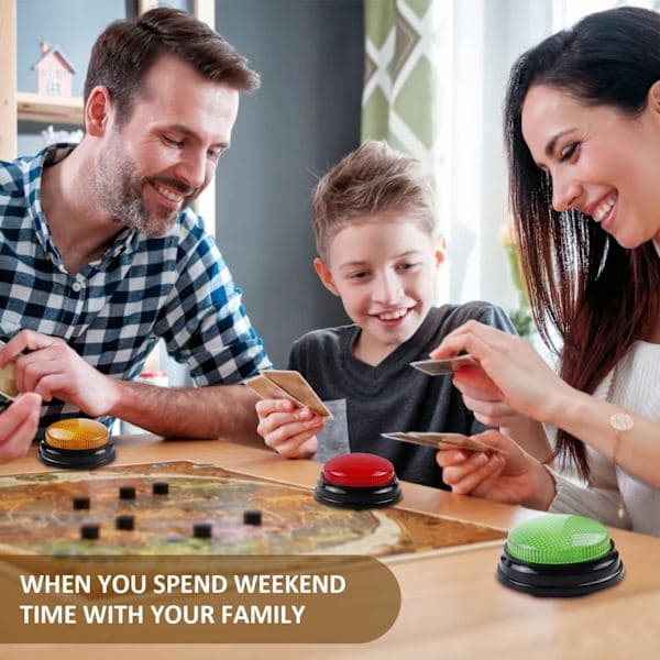 4-pack Spelibuzzerit - Perhekilpailu Buzzer valoilla ja äänillä