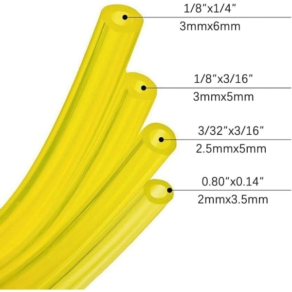 Drivstoffslange, bensinslange, bensinslange, 4 forskjellige diametre