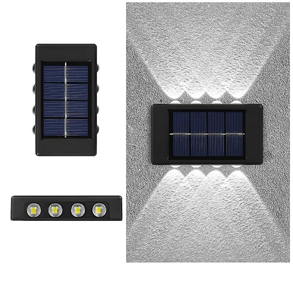 8 LED Aurinkokennokäyttöiset ulkopuutarhavalot, ylös- ja alaspäin suuntautuva valo, seinäkoriste, puutarhaseinävalaisimet, vedenpitävät puutarhakoristevalaisimet parvekkeelle