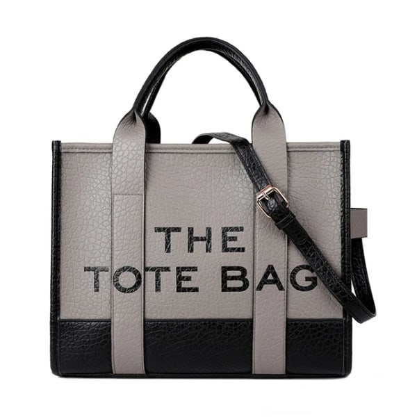 2024 Ny Dame Canvas Taske, Trendy PU Læder Håndtaske, Top Håndtag Taske, Casual Crossbody Taske GRÅ (20cm<Max Længde<30cm)
