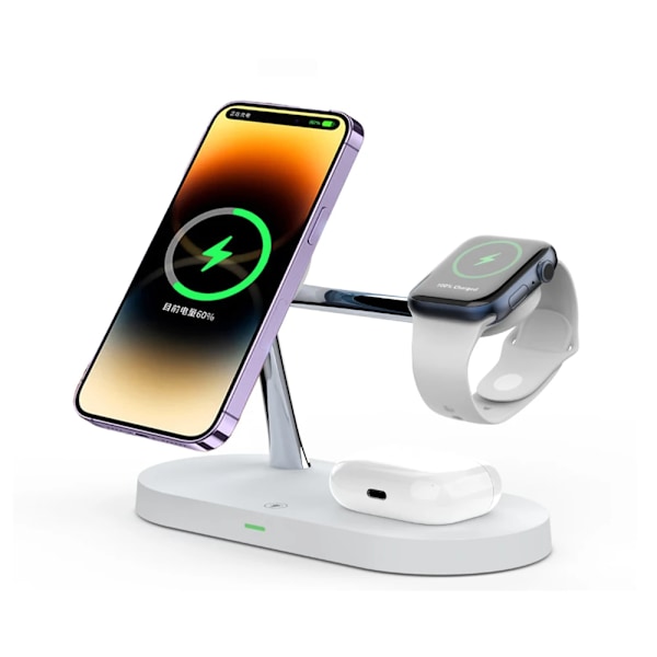 3-i-1 MagSafe trådlös laddare vit white